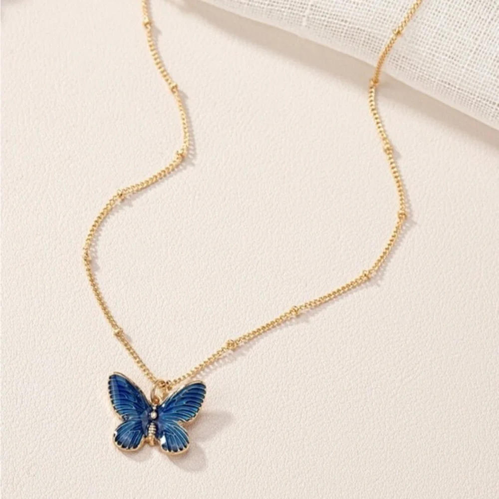 Gold Beaded Butterfly Charm Bracelet